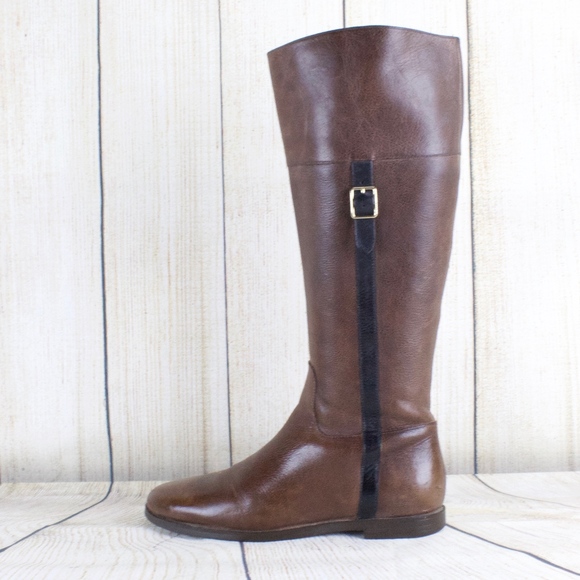 Cole Haan Shoes - Cole Haan Brown Leather Riding Boots Side Zip Sz 7